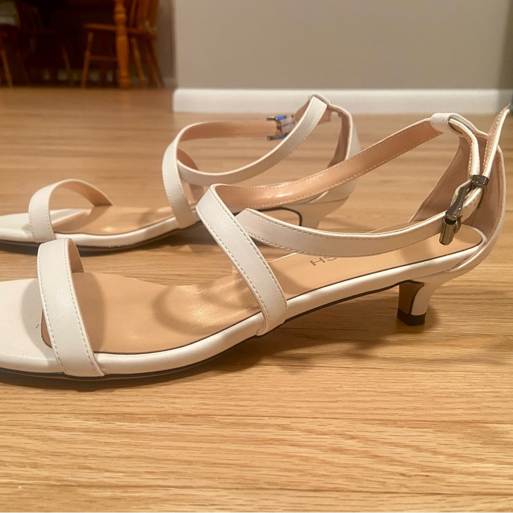 White Strappy Sandals with Low Heel